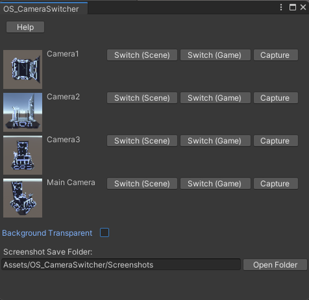 カメラ管理、撮影用 OS_CameraSwitcher 【Unity拡張エディタ】