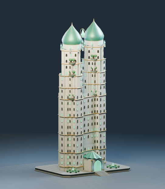 異世界ランドマーク — 翡翠の空中庭園【ファンタジー・3D背景モデル】