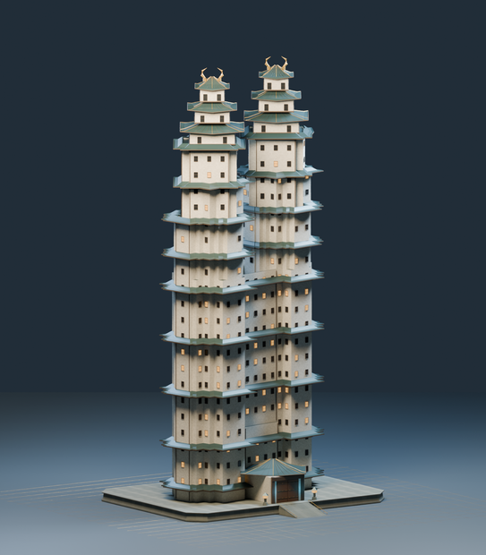 異世界ランドマーク — 日本の城＋軍事要塞【2種セット・3D背景モデル】