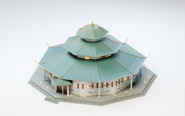 異世界ランドマーク — 八極の武闘殿【日本武道館・和風・3D背景モデル】