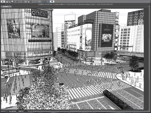 漫画背景用3D素材_「渋谷駅前」（CLIP STUDIO用 3Dオブジェクト）