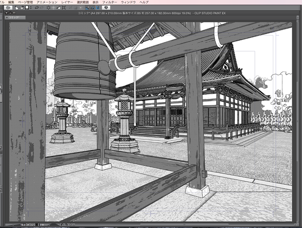 漫画背景用3D素材「寺院」（CLIP STUDIO用 3Dオブジェクト.cs3o）