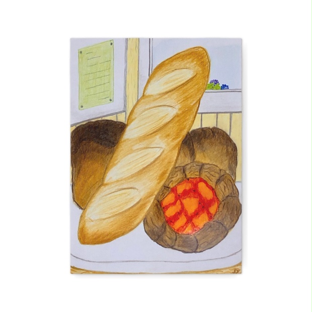 色鉛筆画 フランスパンの絵