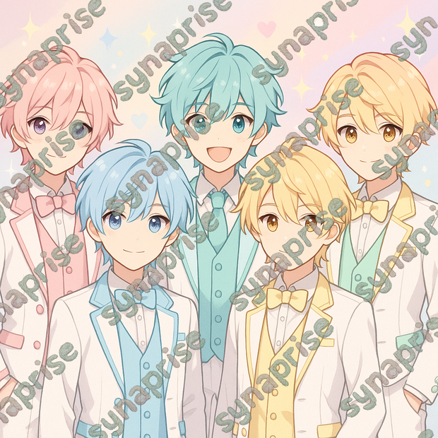パステルアイドル５人組背景セット