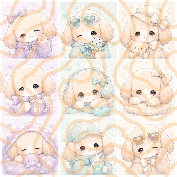 【新作】9種類の🐶犬イラストアイコン&壁紙セット(夏)