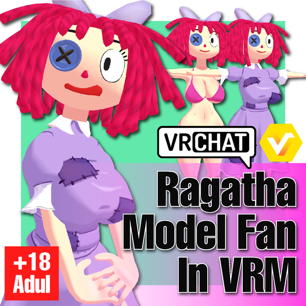 Ragatha for Digital Circus,  Fan model in VRM/Vtuber +18 