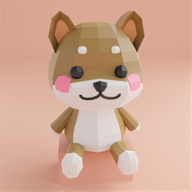 お座り柴犬（ローポリ）
