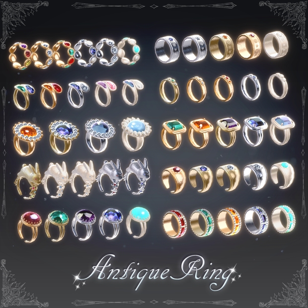 【3D Model】Antique Ring 50点セット