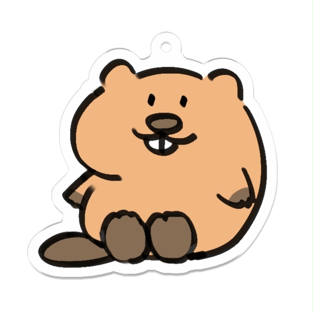 まんまるびーばーのアクリルキーホルダー おすわり Beaver Eats Booth