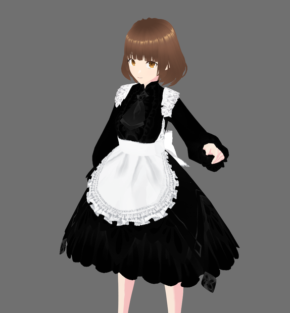 #VRoid正式版（Stable)&beta：重ね着用：色替え可能！メイドさん風フリルエプロン/Color changablewhite ruffled apron like a maid