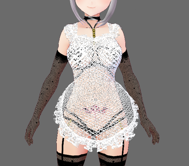#VRoid 1.x.x＆Beta：セクシー♪シースルーエプロン白・黒/ transparent apron