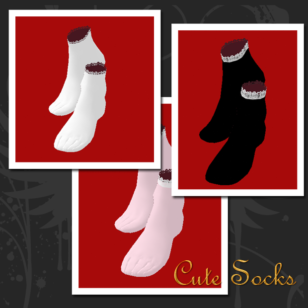 #VRoid β-made：4色セット✴︎シンプルレースフリルショートソックス（靴下）/Socks 4pairs set