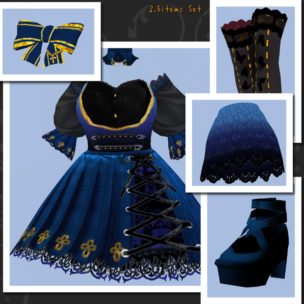 #VRoid β-made：《4Colors》モルフォチェックアイドルワンピースセット/Butterfly Idol OnePiece Set：セシル変身