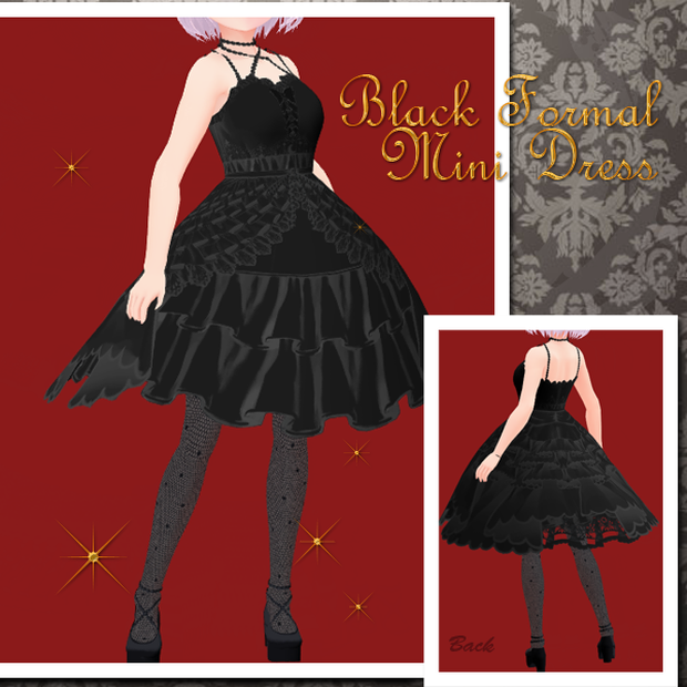 #VRoid β-made：：《2Colors》パールミニフォーマルドレス4点セット/Pearly Mini Formal Dress 4Items Include：セシル変身
