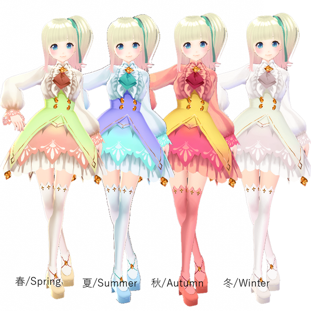 #VRoid β-made：《全5色》公式AvatarSample_G”ヴィクトリア”の清楚クラシカルなワンピースセット色違い/VRoid's Official AvatarSample_G "Victoria's" Cute Onepiece Set in 5Colors