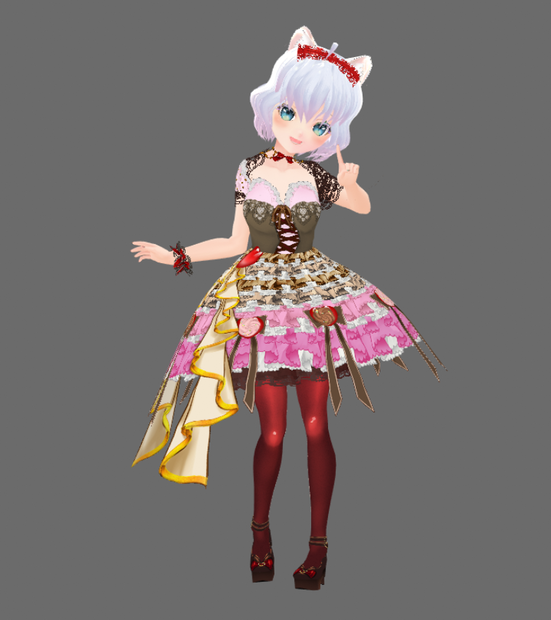 #VRoid正式版（stable ver.）&Beta：ハッピーバレンタイン❤チョコレートスイーツアイドルワンピース＆靴セット/Valentine's Chocolate sweets idol onepiece&Shoes：セシル変身
