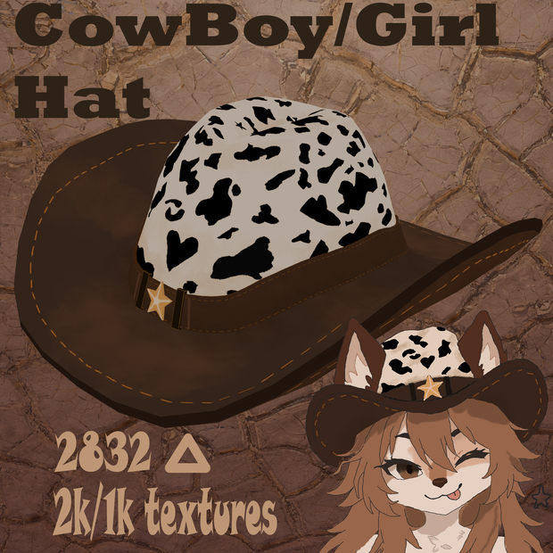 Cowboy Hat With Cow Spots Pattern VRChat
