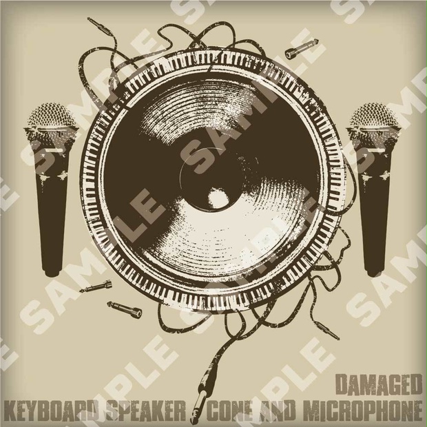 レトロなマイク＆スピーカーイラスト - Damaged Keyboard Speaker Come and Microphone
