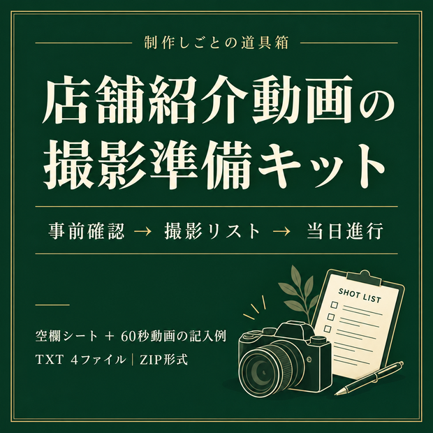 店舗紹介動画の撮影準備キット｜確認シート＋60秒動画の記入例