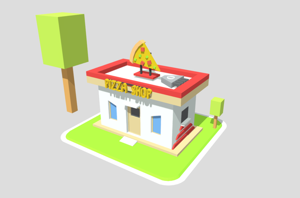 3D(Low Poly)ピザショップ