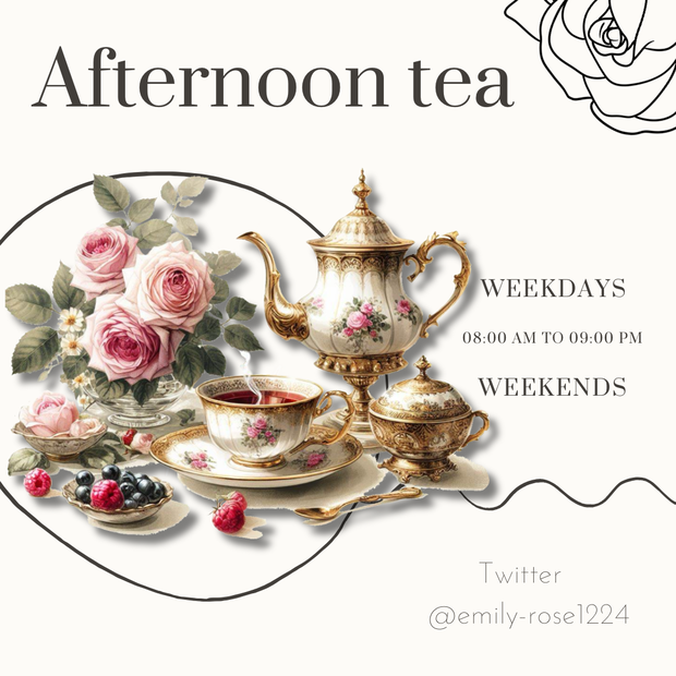 【カフェ素材】 afternoon tea  /ティータイム/アンティーク/ 透過PNG