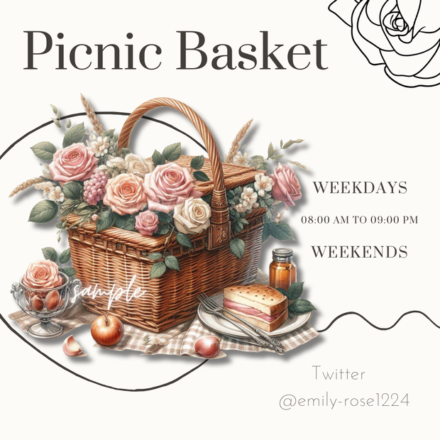 【カフェ素材】  Picnic Basket/ピクニックバスケット/透過PNG〈全2種〉※無料あり