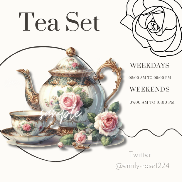 【カフェ素材】  Tea Set/お茶会セット/透過PNG