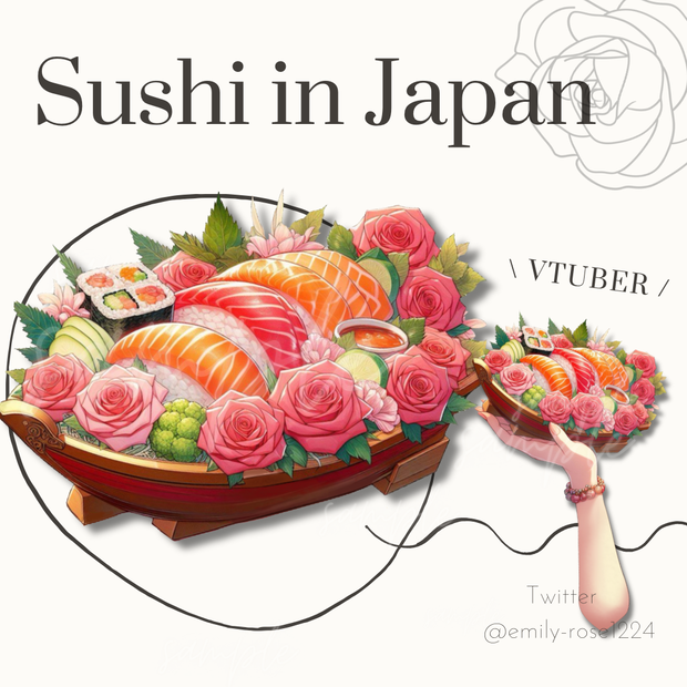 【VTuber向け】舟盛り寿司を持つ手素材 / Sushi in  Japan〈透過png〉※無料あり