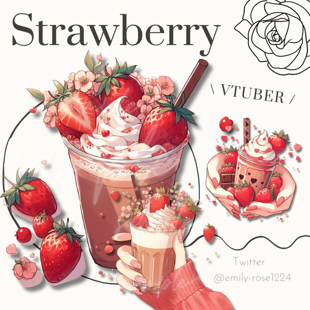 【カフェ素材】かわいい苺を持つ手 / strawberry〈透過png〉全8種 ※無料
