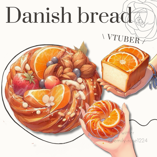 【カフェ素材】オレンジ ディニッシュを持つ手 / Danish bread〈透過png〉※無料あり