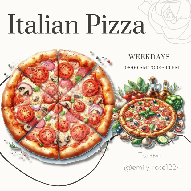 【カフェ素材】オシャレなピザ /Italian pizza /透過PNG〈全6種〉※無料あり