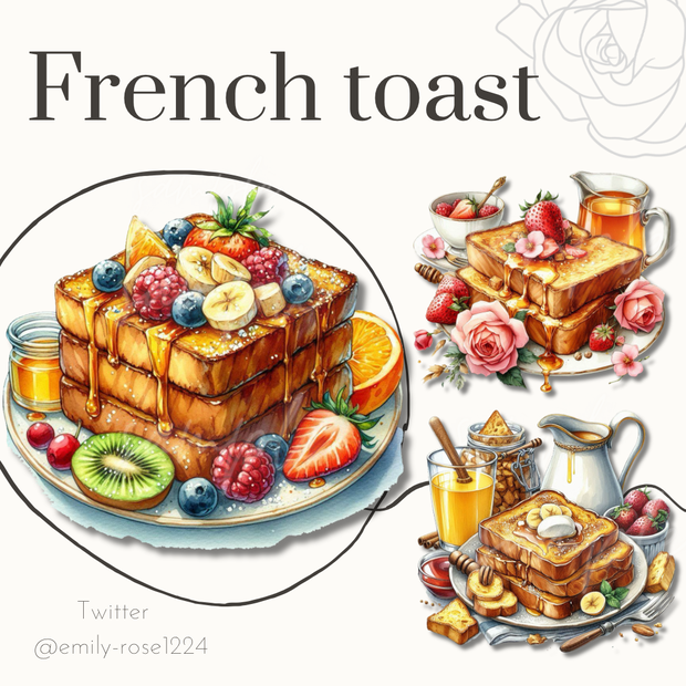 【カフェ素材】オシャレなフレンチトースト / French toast /透過PNG※無料