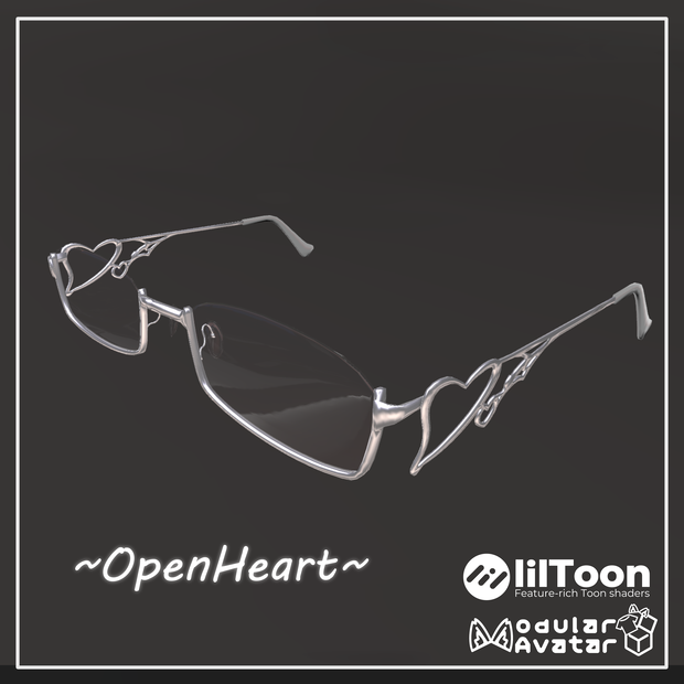 【VRChat想定】UnderRimGlasses「OpenHeart」