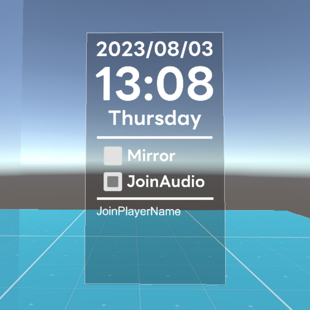 CQ_Panel（VRChat向け時計／ミラー／Joinログギミック）