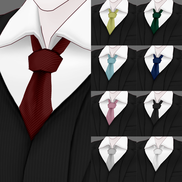 [VRoid/Free] Classic Necktie 9 Colors クラシックネクタイ9色 #Revirsi rv0018-r/y/g/c/b/m/k/a/w