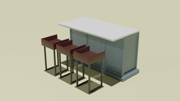 バー的な椅子とカウンター blenderデータ