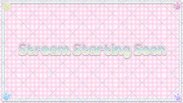 パステルでキュートな渓流シーンのグラフィック | Kawaii Themed 90s Aesthetic Gingham Rainbow Twitch Stream Scene Set 