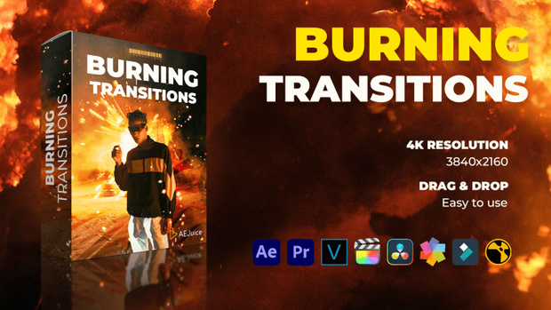 Burning Transitions｜バーニング トランジション 燃える演出（After Effects・Premiere Pro）