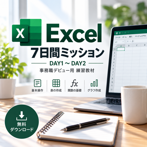 【無料体験版】事務職デビュー用｜Excel 7日間ミッション DAY1〜DAY2