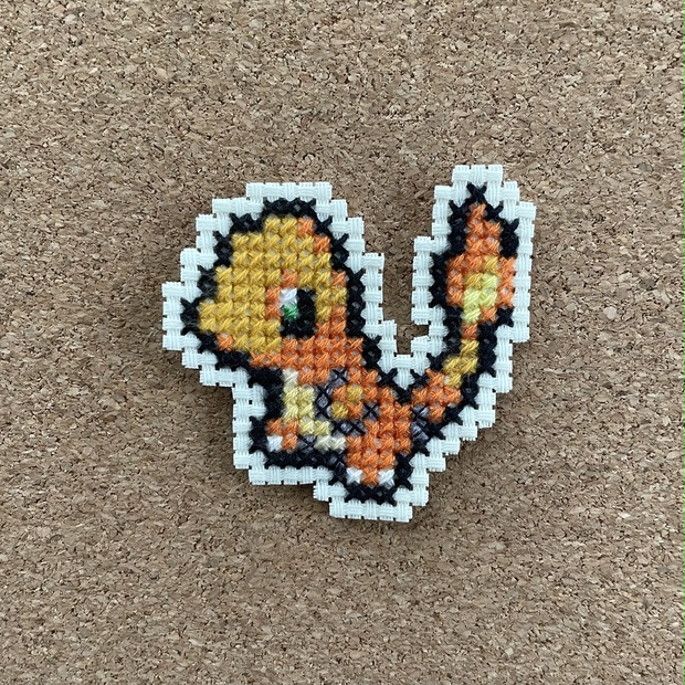 ポケモン ヒトカゲ ドット 8bit 刺繍 - ヤンミーちゃん - BOOTH