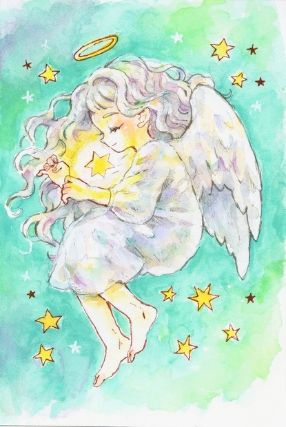 手描きイラスト 】Angel original 透明の額付き レコレクション
