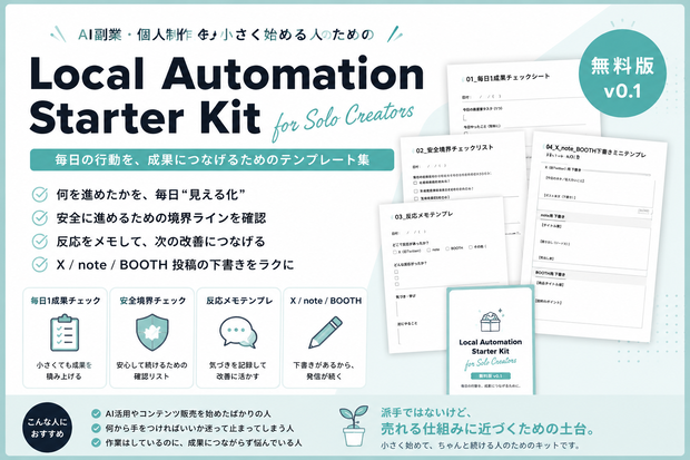 Local Automation Starter Kit for Solo Creators 無料版 v0.1