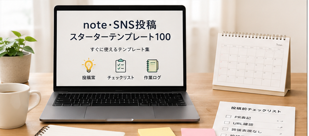 note・SNS投稿を止めないためのスターターテンプレート100