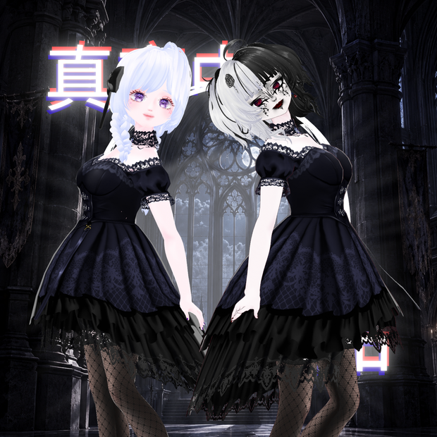 ミッドナイト・エレガンス・ドレス | Midnight Elegance Dress Cloth | Vroid | Vtuber | Vrchat | Gothic