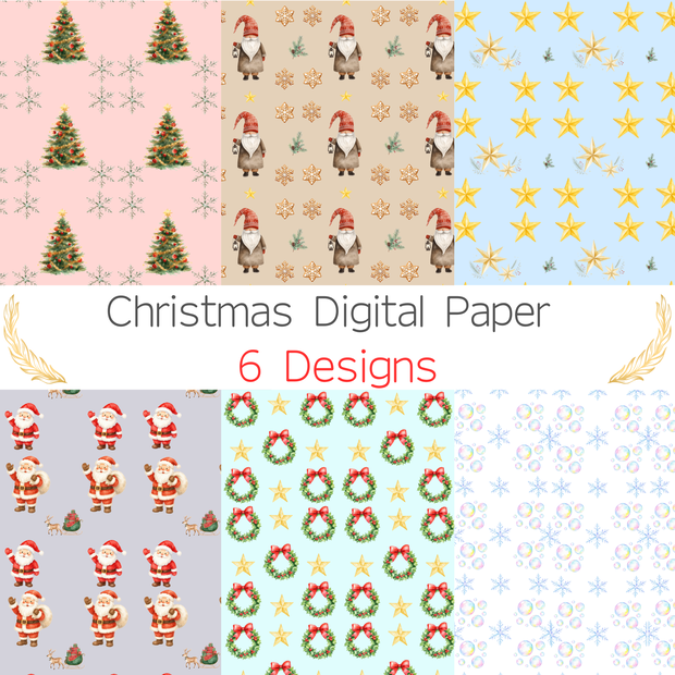 【クリスマス柄】デジタルペーパー　６柄セット
