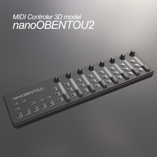[無料]MIDIコントローラ3Dモデル nanoObentou2