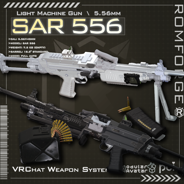 【VRChat想定】SAR 556 System【ギミック付き】