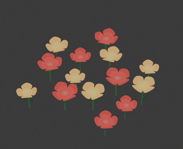 ＜blender＞赤と黄の花