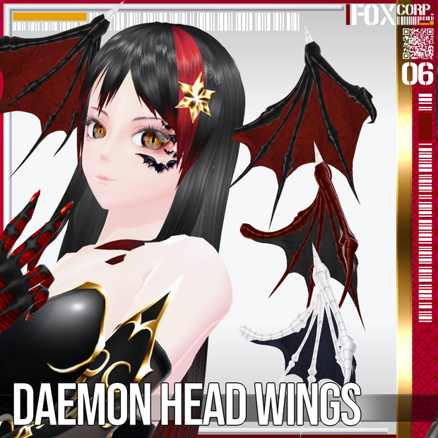VRoid用 色調設定可能 悪魔の翼ヘアアクセサリー - Daemon Head Wings