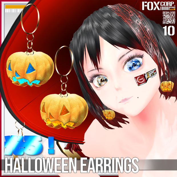 【光る！】VRoid用 発光5色 ハロウィンイヤリング - Halloween Earrings 5Colors